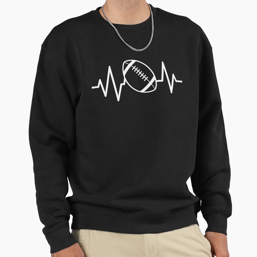 Heartbeat American Football Sweatshirt - Unique Graphic Unisex - T-Shirt, Sweatshirt, Hoodie