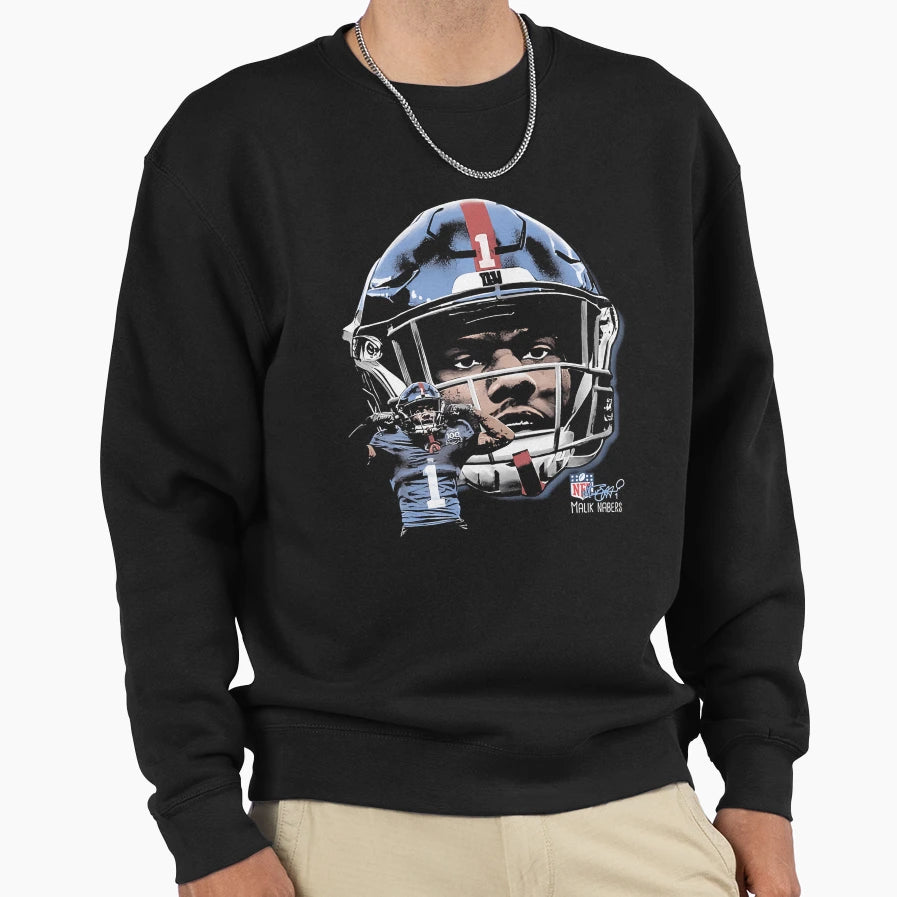 Malik Nabers New York G Helmet Sweatshirt - Fun Novelty Design Unisex - T-Shirt, Sweatshirt, Hoodie