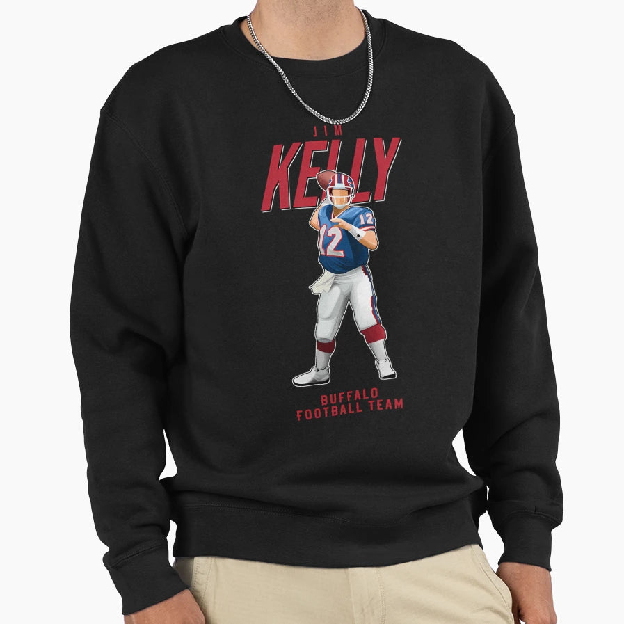 Jim Kelly 12 Buffalo Football Team Sweatshirt - Unique Graphic Men Women - T-Shirt, Sweatshirt, Hoodie