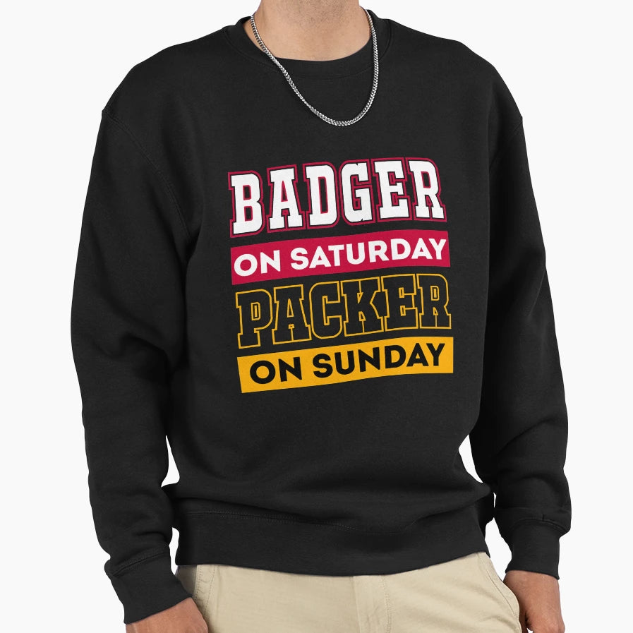 Badger Saturday Packer Sunday Sweatshirt - Minimalist Print for Adults - T-Shirt, Sweatshirt, Hoodie