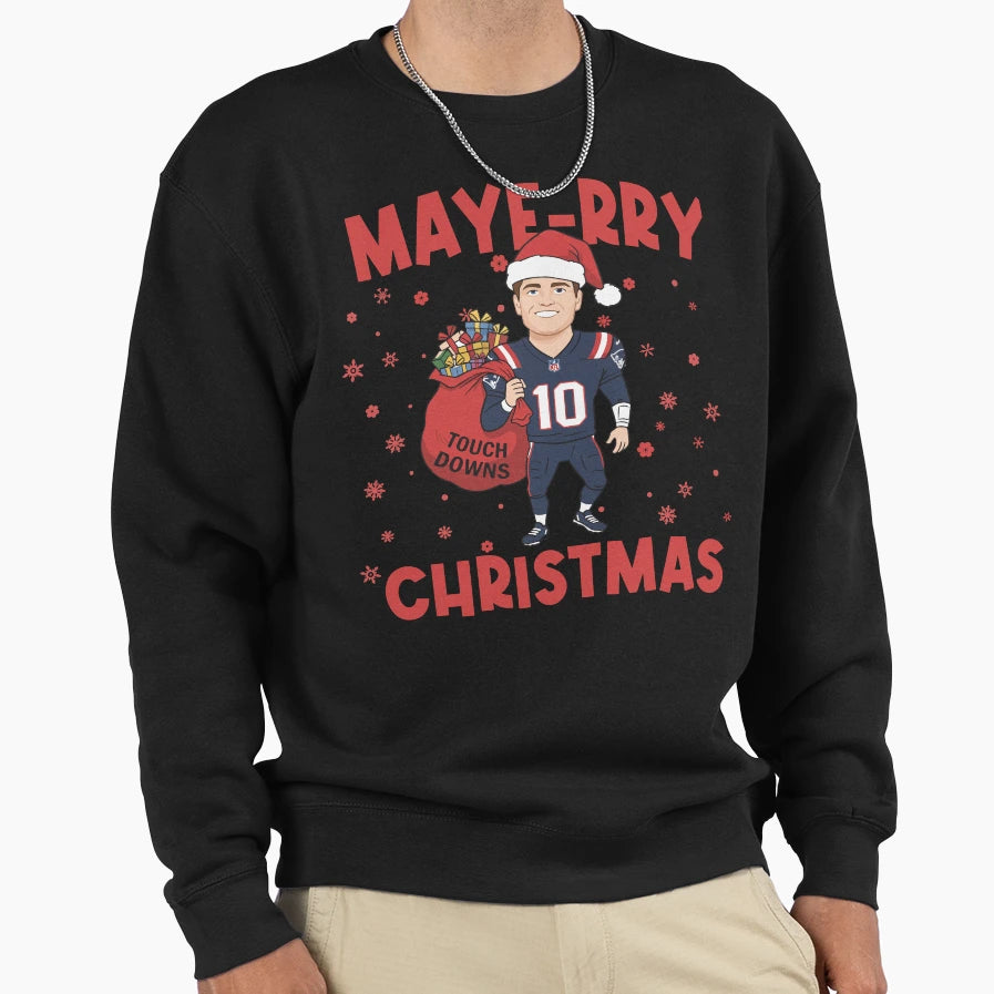 Drake Maye Santa Claus Touch Sweatshirt - Casual Everyday Wear Men Women - T-Shirt, Sweatshirt, Hoodie