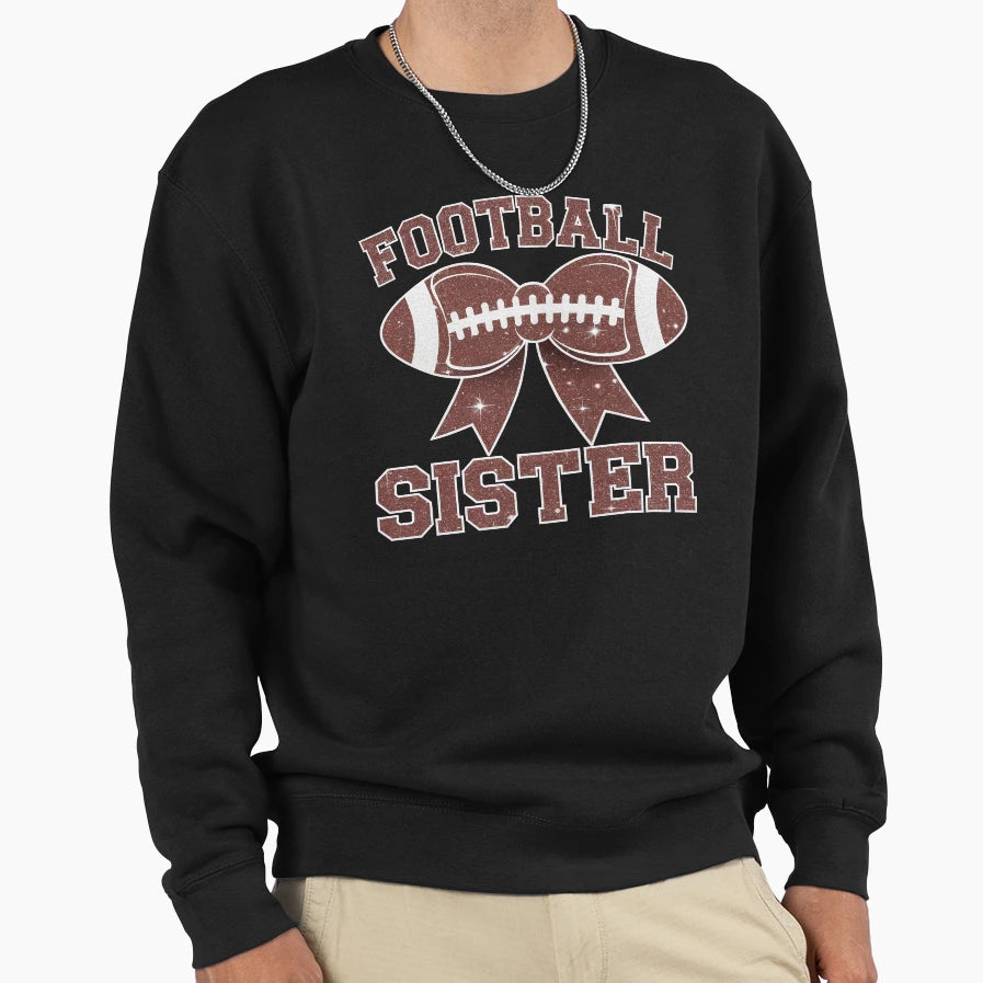 Football Sister Coquette Bow Sweatshirt - Fun Novelty Design for Adults - T-Shirt, Sweatshirt, Hoodie