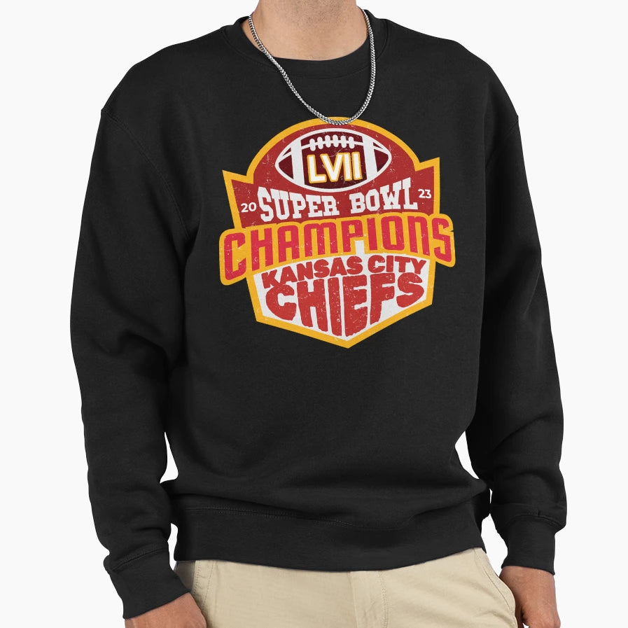 Chiefs Super Bowl Champ 2023 Badge Sweatshirt - Fun Novelty Design Unisex - T-Shirt, Sweatshirt, Hoodie