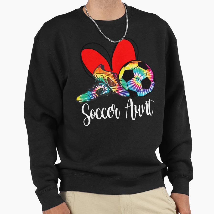 Tie Dye Soccer Aunt Bow Sweatshirt - Custom Art Print Men Women - T-Shirt, Sweatshirt, Hoodie