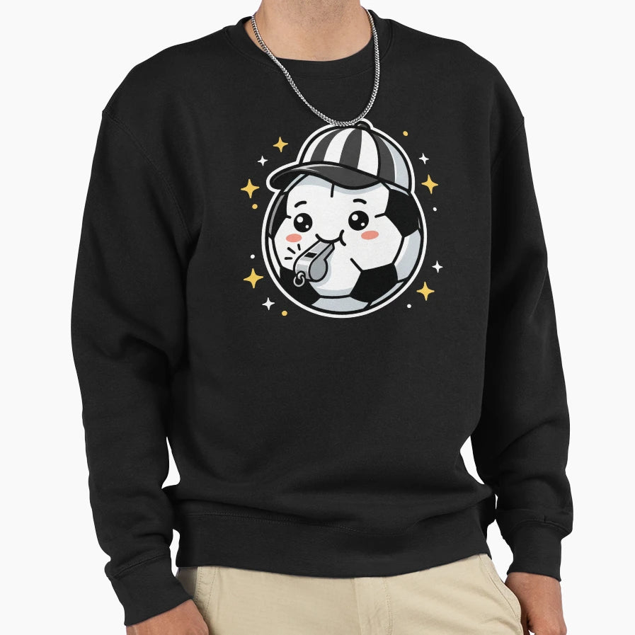 Kawaii Soccer Ball Referee Sweatshirt - Aesthetic Graphic for Adults - T-Shirt, Sweatshirt, Hoodie