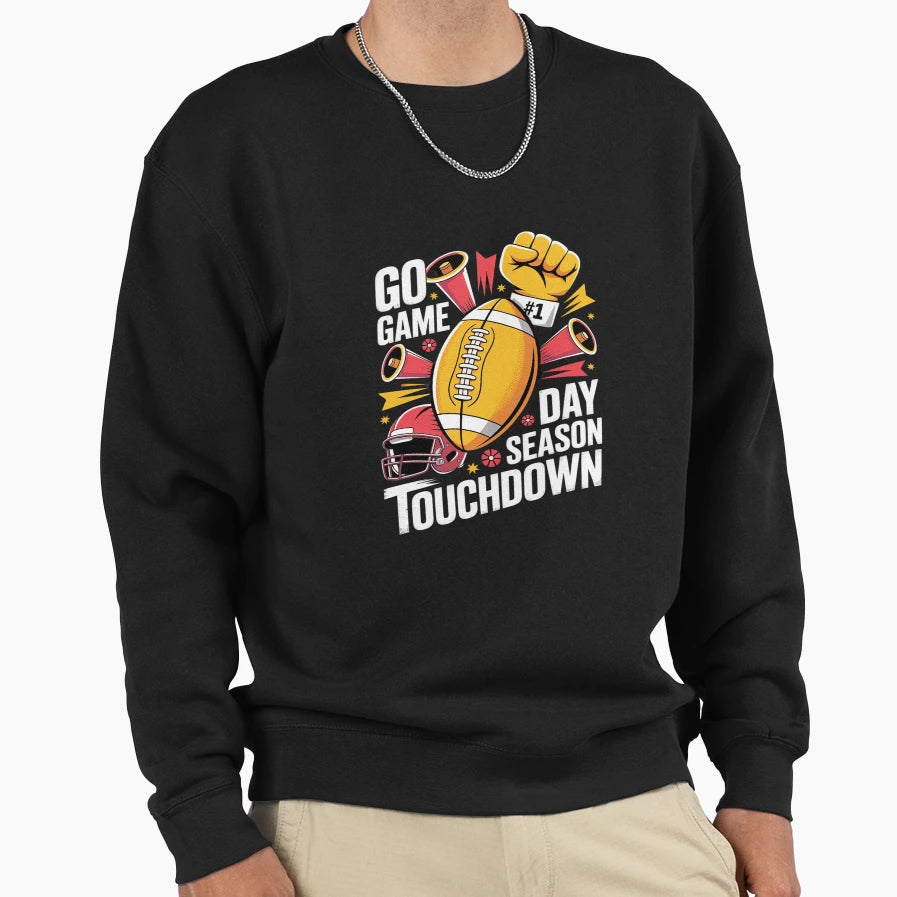 Game Day Red Yellow Touchdown Season Sweatshirt - Unique Graphic Unisex - T-Shirt, Sweatshirt, Hoodie