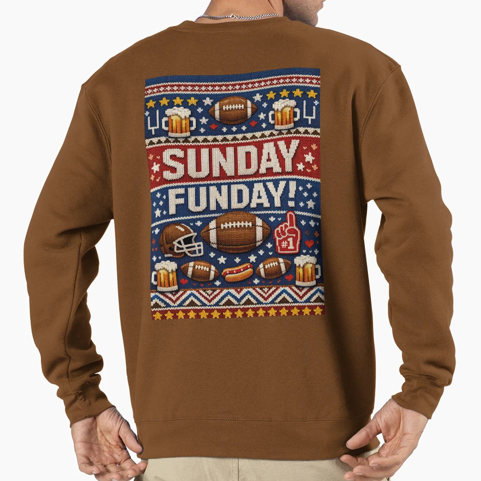 Sunday Funday American Football Knit Sweatshirt - Novelty Apparel Men Women - T-Shirt, Sweatshirt, Hoodie