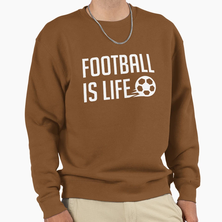 Football Is Life Red Bg Sweatshirt - Graphic Print for Adults - T-Shirt, Sweatshirt, Hoodie