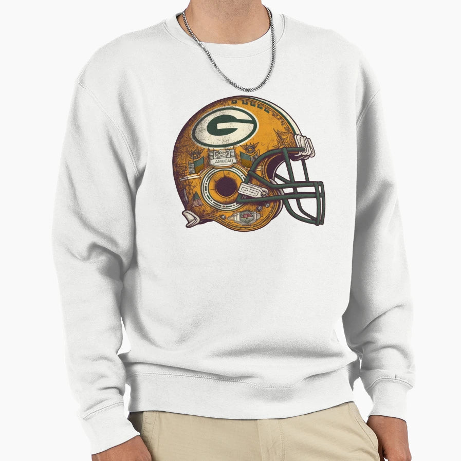 Green Bay Football Helmet Sweatshirt - Custom Art Print Men Women - T-Shirt, Sweatshirt, Hoodie