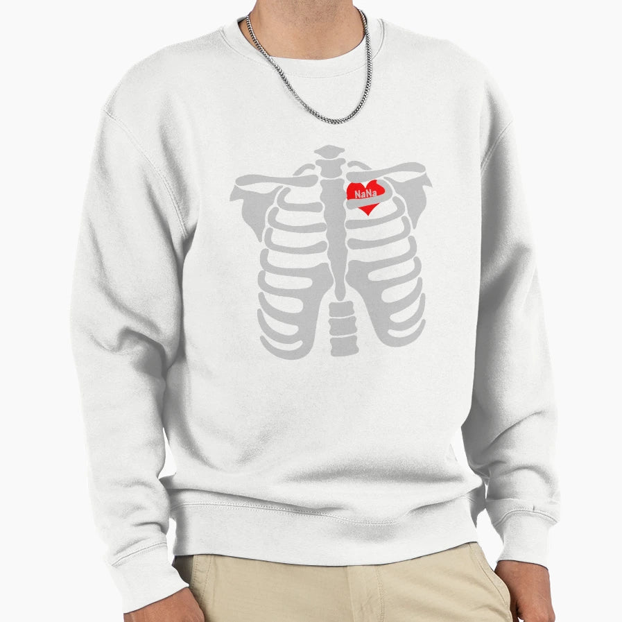 Nana Heart Skeletons Halloween Funny Sweatshirt - Streetwear Style Unisex - T-Shirt, Sweatshirt, Hoodie
