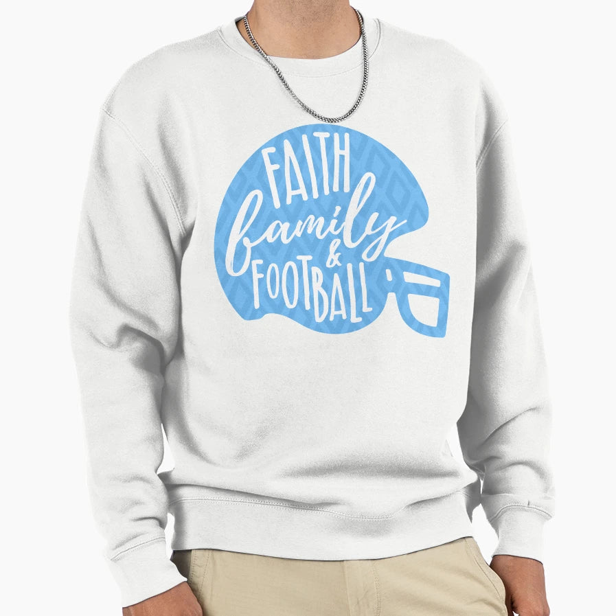 Faith Family Football Sweatshirt - Aesthetic Graphic for Adults - T-Shirt, Sweatshirt, Hoodie