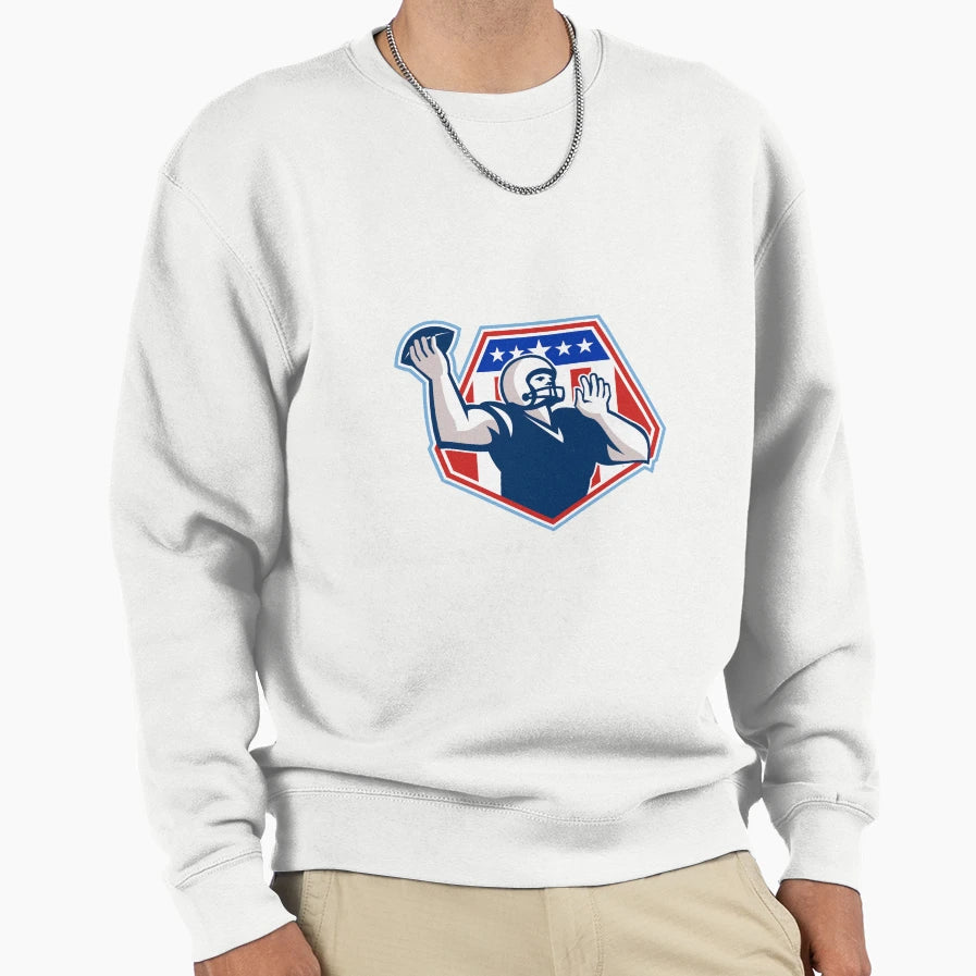 American Football Quarterback Shield Sweatshirt - Minimalist Print Unisex - T-Shirt, Sweatshirt, Hoodie