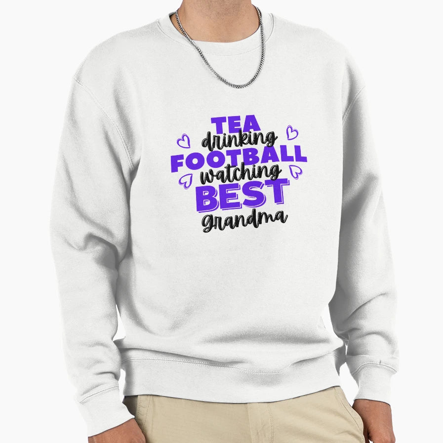 Tea Drinking Football Watching Sweatshirt - Aesthetic Graphic for Adults - T-Shirt, Sweatshirt, Hoodie
