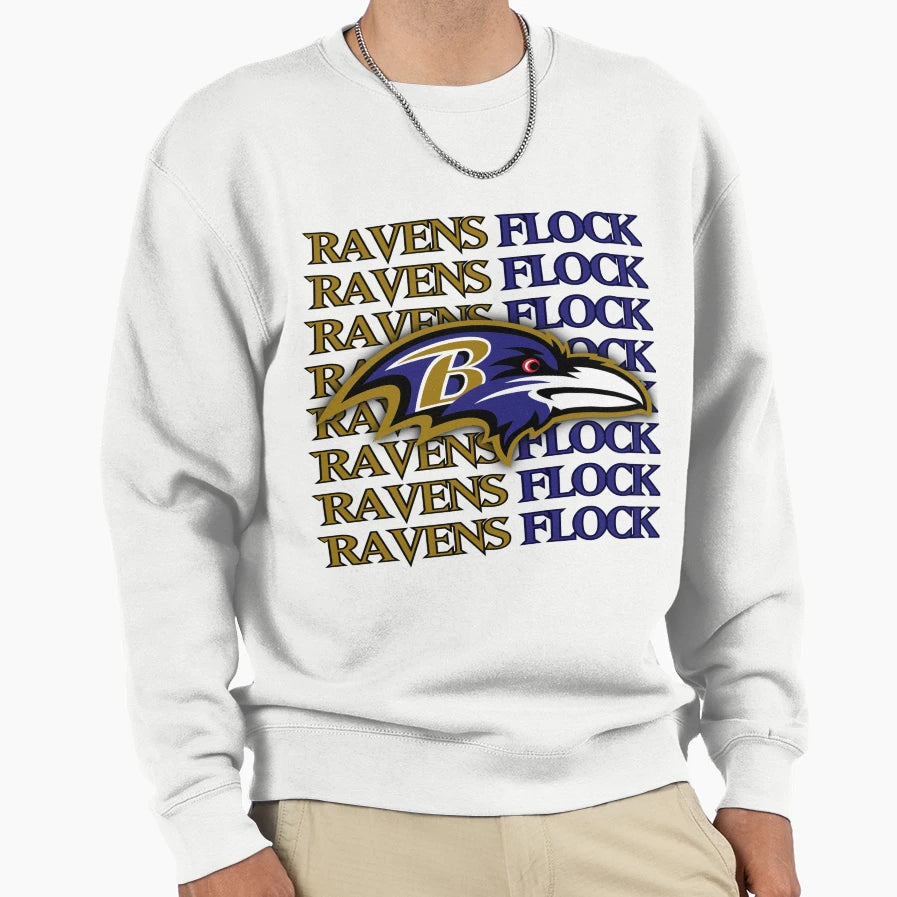 Baltimore Ravens Head Ravens Flock Sweatshirt - Custom Art Print for Adults - T-Shirt, Sweatshirt, Hoodie