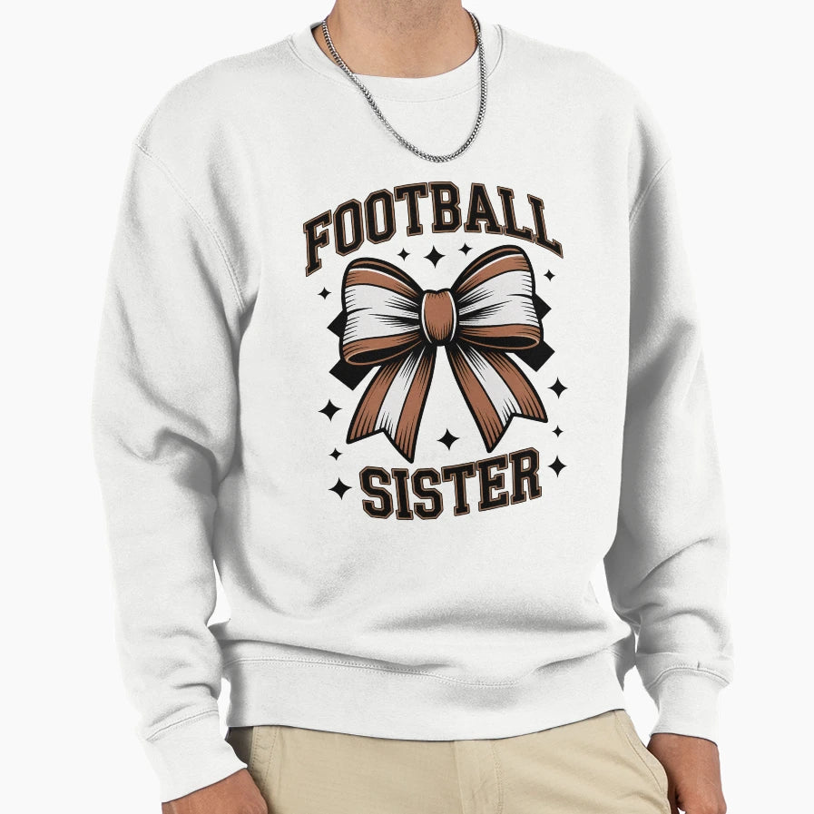 Coquette Bow American Football Sister Sweatshirt - Custom Art Print Unisex - T-Shirt, Sweatshirt, Hoodie