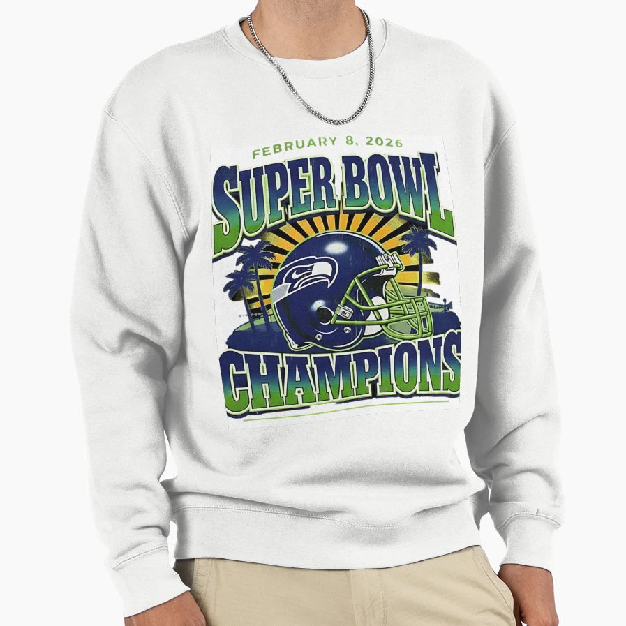 Champions Du Super Bowl Lx Des Seahawks Sweatshirt - Graphic Print Unisex - T-Shirt, Sweatshirt, Hoodie