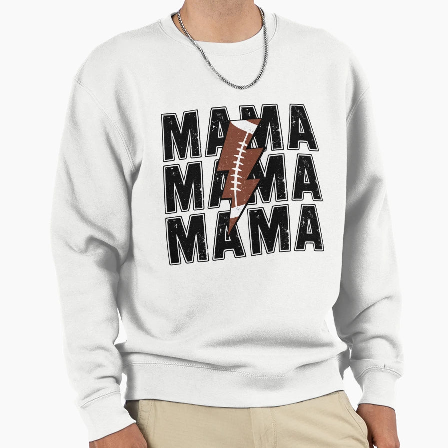 Football Mama Lightning Bolt Bold Sweatshirt - Graphic Print for Adults - T-Shirt, Sweatshirt, Hoodie