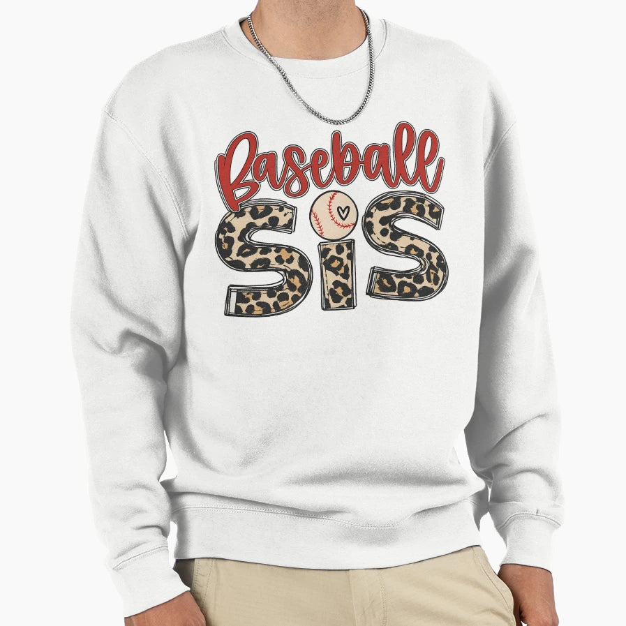 Baseball Sis Leopard Sports Sweatshirt - Fun Novelty Design for Adults - T-Shirt, Sweatshirt, Hoodie