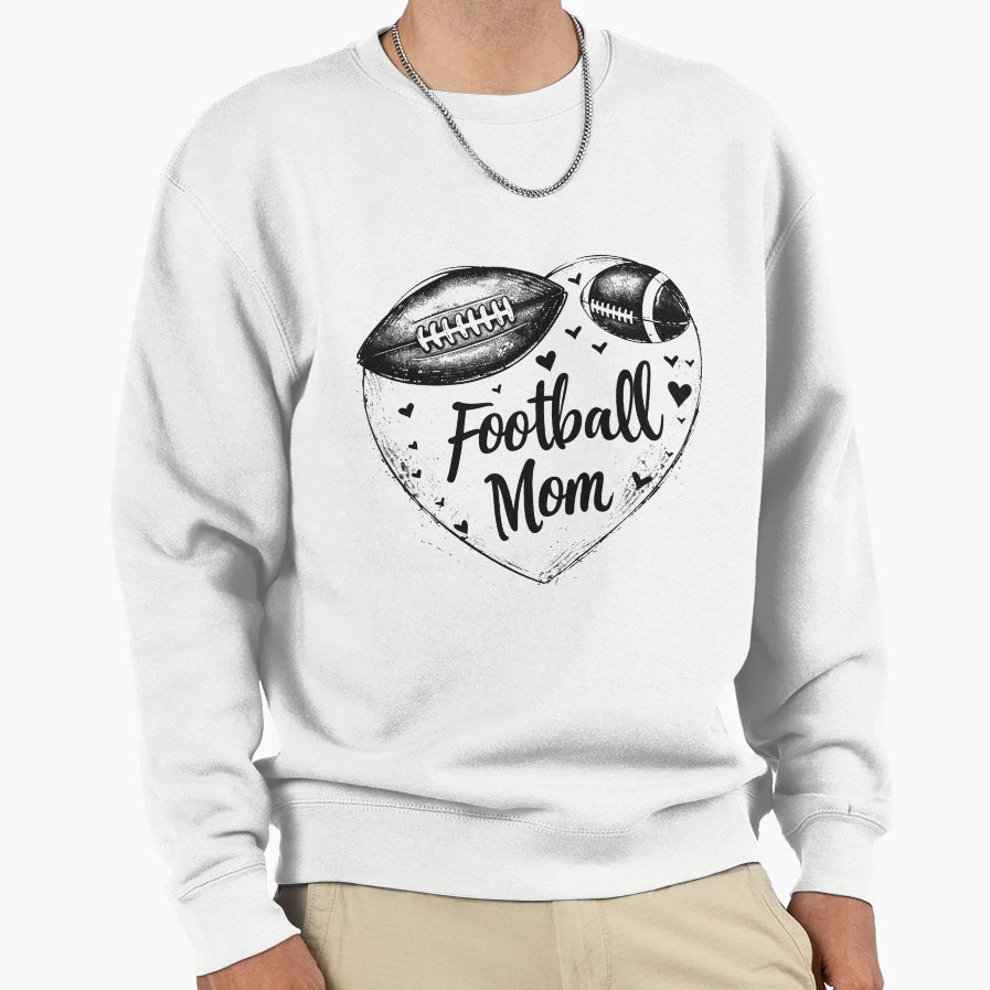 Football Mom Heart Grunge American Sweatshirt - Graphic Print Unisex - T-Shirt, Sweatshirt, Hoodie