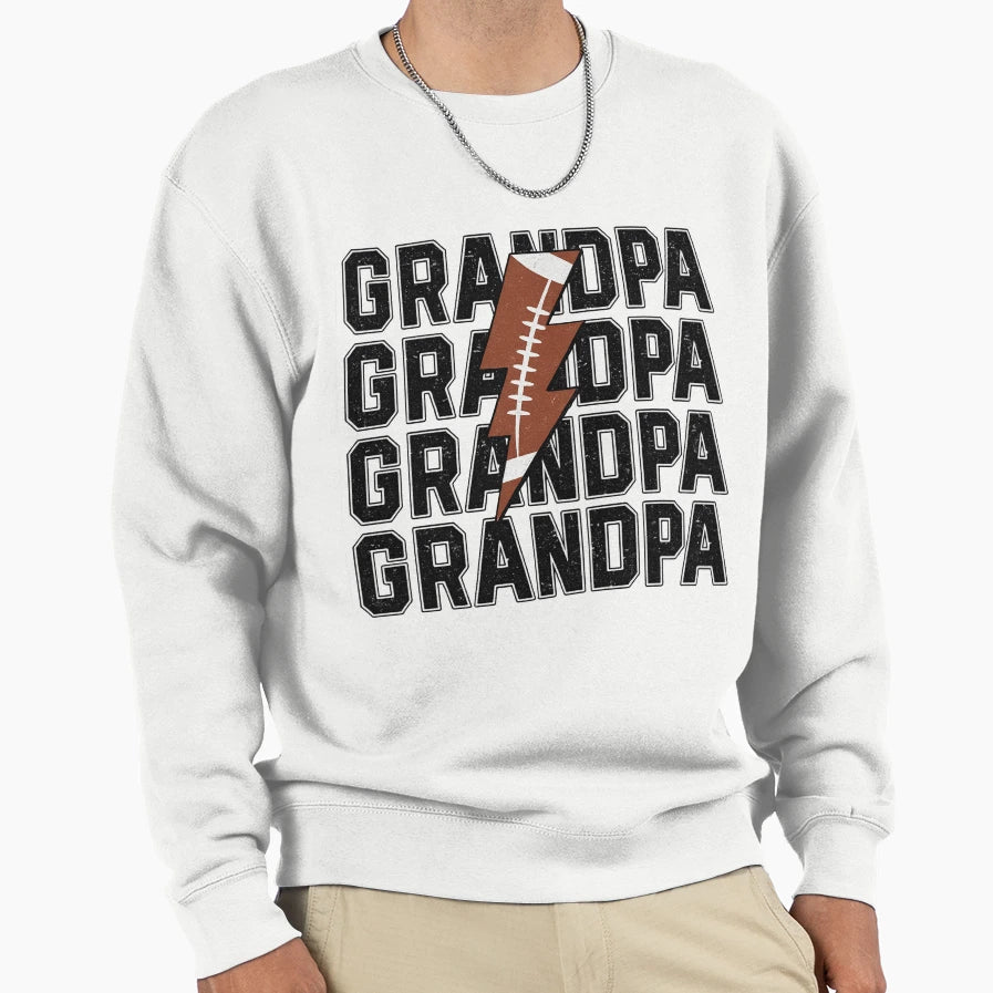 Grandpa Lightning Bolt Football Sweatshirt - Casual Everyday Wear Men Women - T-Shirt, Sweatshirt, Hoodie