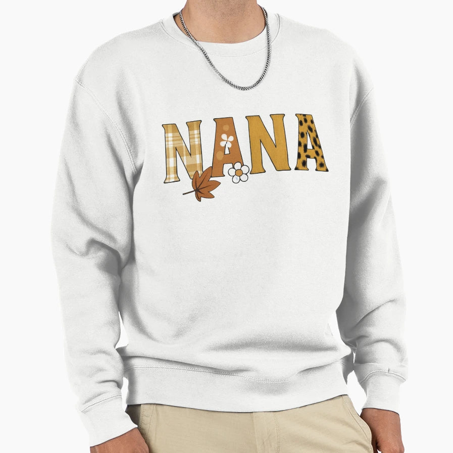 Nana Autumn Themed Letter Artwork Plaid Sweatshirt - Trendy Graphic Unisex - T-Shirt, Sweatshirt, Hoodie