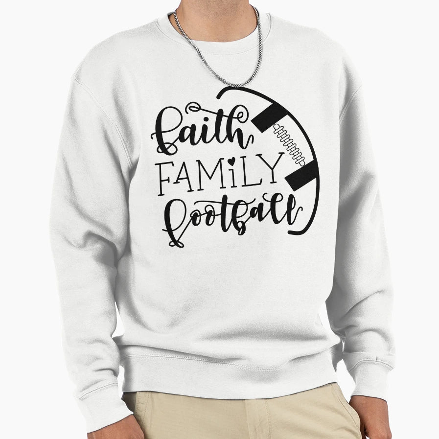 Faith Family Football Christian Hoodie - Streetwear Style for Adults - T-Shirt, Sweatshirt, Hoodie