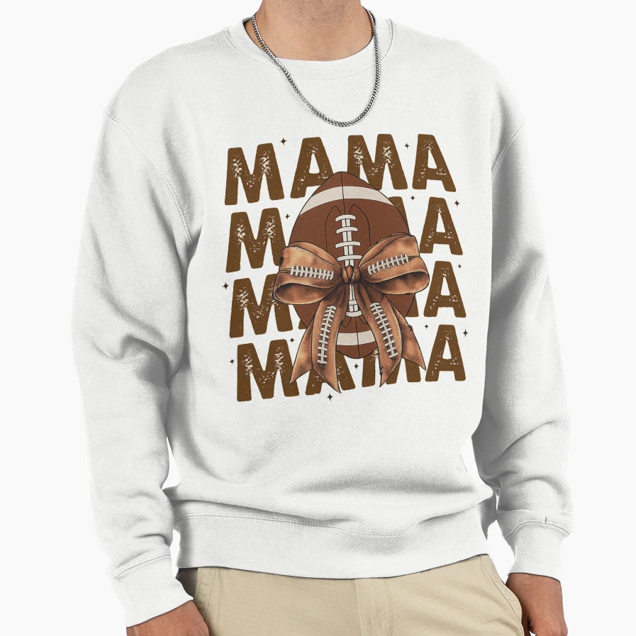 Football Mama Bow Sweatshirt - Fun Novelty Design Men Women - T-Shirt, Sweatshirt, Hoodie