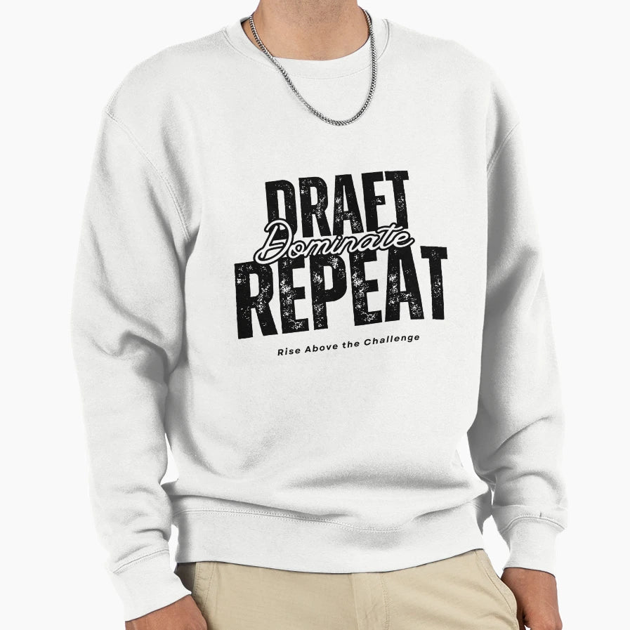 Draft Dominate Repeat Funny Fantasy Football T-Shirt - Graphic Print Unisex - T-Shirt, Sweatshirt, Hoodie