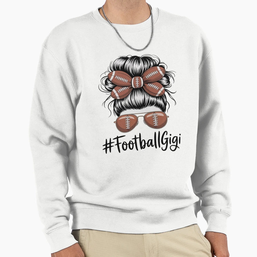 Football Gigi Life Messy Bun Sweatshirt - Minimalist Print for Adults - T-Shirt, Sweatshirt, Hoodie