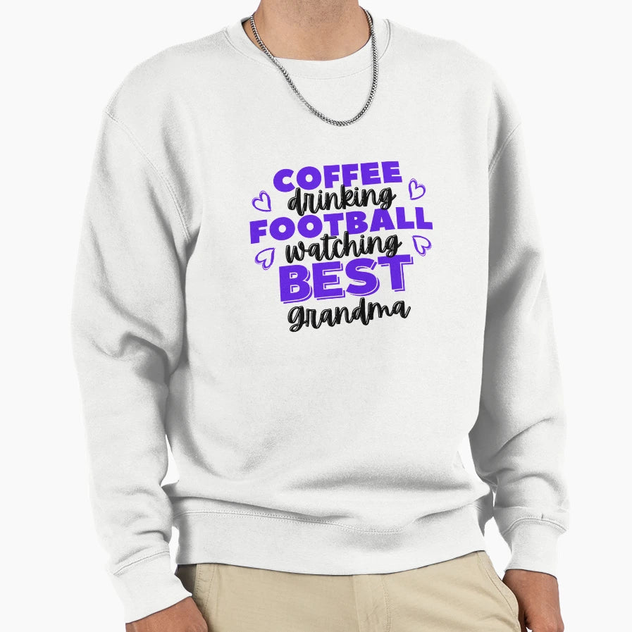 Coffee Drinking Football Watching Sweatshirt - Custom Art Print Men Women - T-Shirt, Sweatshirt, Hoodie