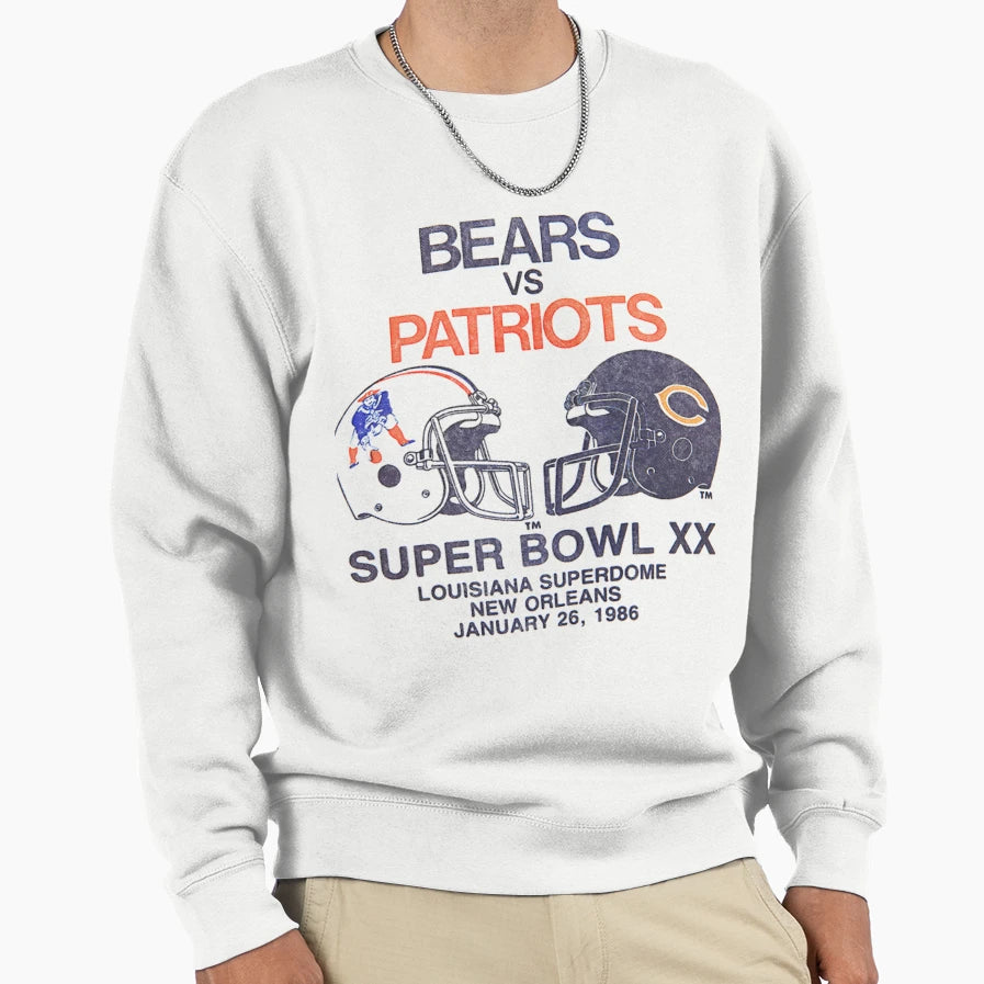Bears Vs Patriots 86 Faded Sweatshirt - Casual Everyday Wear Men Women - T-Shirt, Sweatshirt, Hoodie