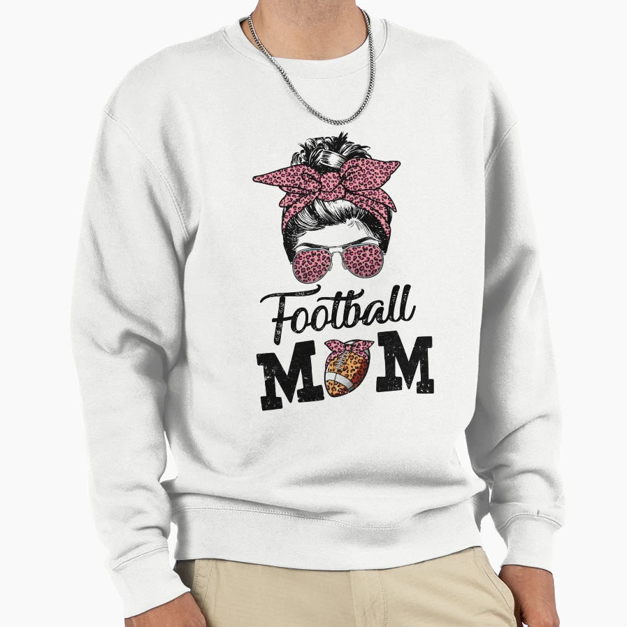 Football Mom Life Messy Bun Sweatshirt - Aesthetic Graphic for Adults - T-Shirt, Sweatshirt, Hoodie