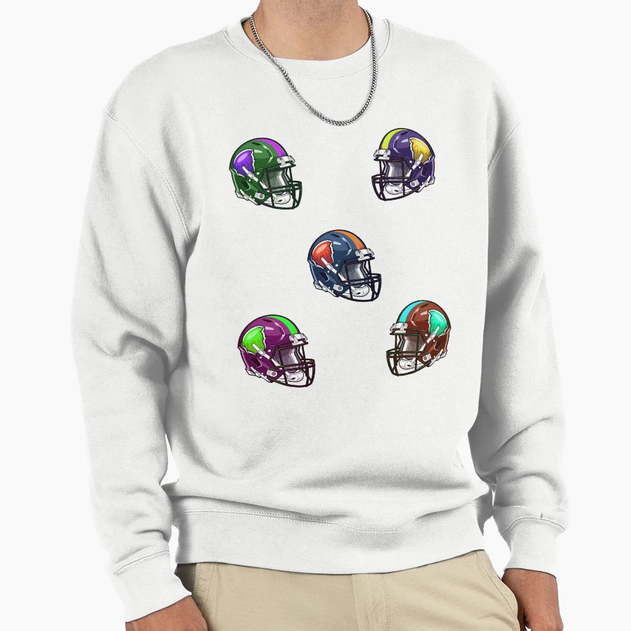 Football Helmet Pack Sweatshirt - Novelty Apparel for Adults - T-Shirt, Sweatshirt, Hoodie