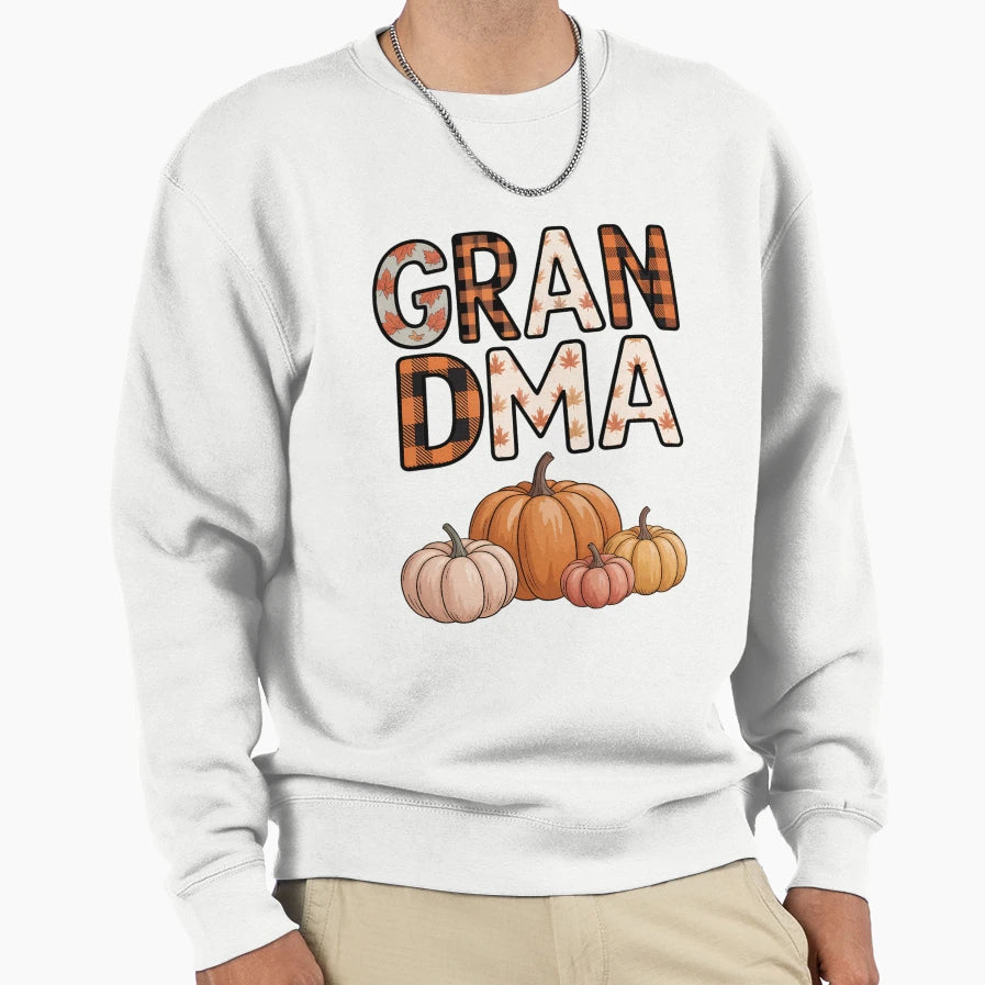Grandma Pumpkin Fall Plaid Autumn Sweatshirt - Aesthetic Graphic Men Women - T-Shirt, Sweatshirt, Hoodie