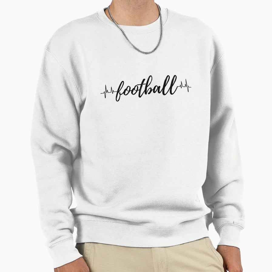 Football Heartbeat Sweatshirt - Minimalist Print Men Women - T-Shirt, Sweatshirt, Hoodie