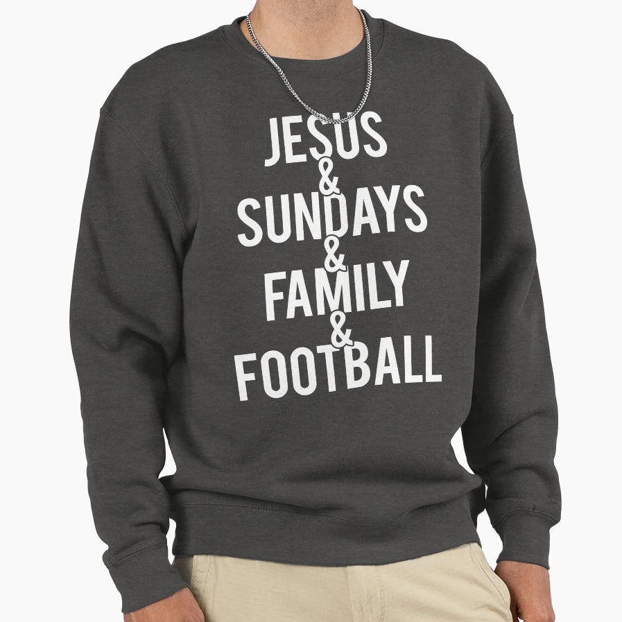 Jesus Sundays Family Football Sweatshirt - Minimalist Print Men Women - T-Shirt, Sweatshirt, Hoodie