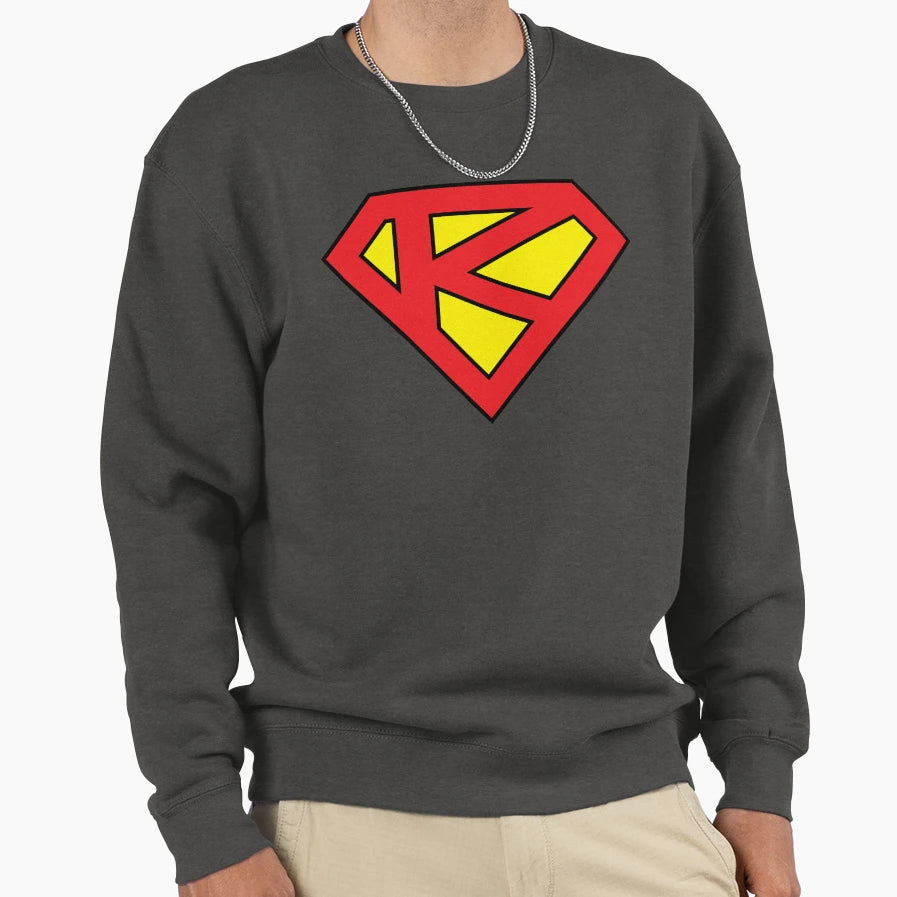 K Superhero Emblem Sweatshirt - Minimalist Print for Adults - T-Shirt, Sweatshirt, Hoodie