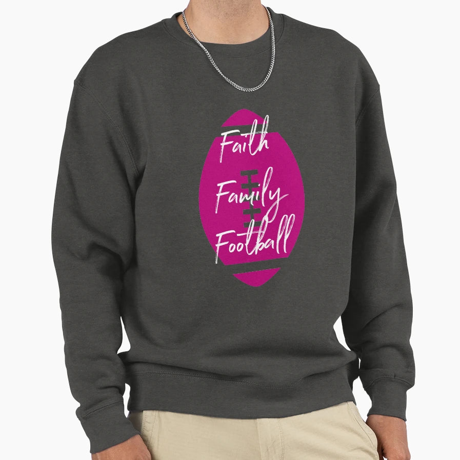 Faith Family Football Southern Fall Sweatshirt - Minimalist Print Men Women - T-Shirt, Sweatshirt, Hoodie
