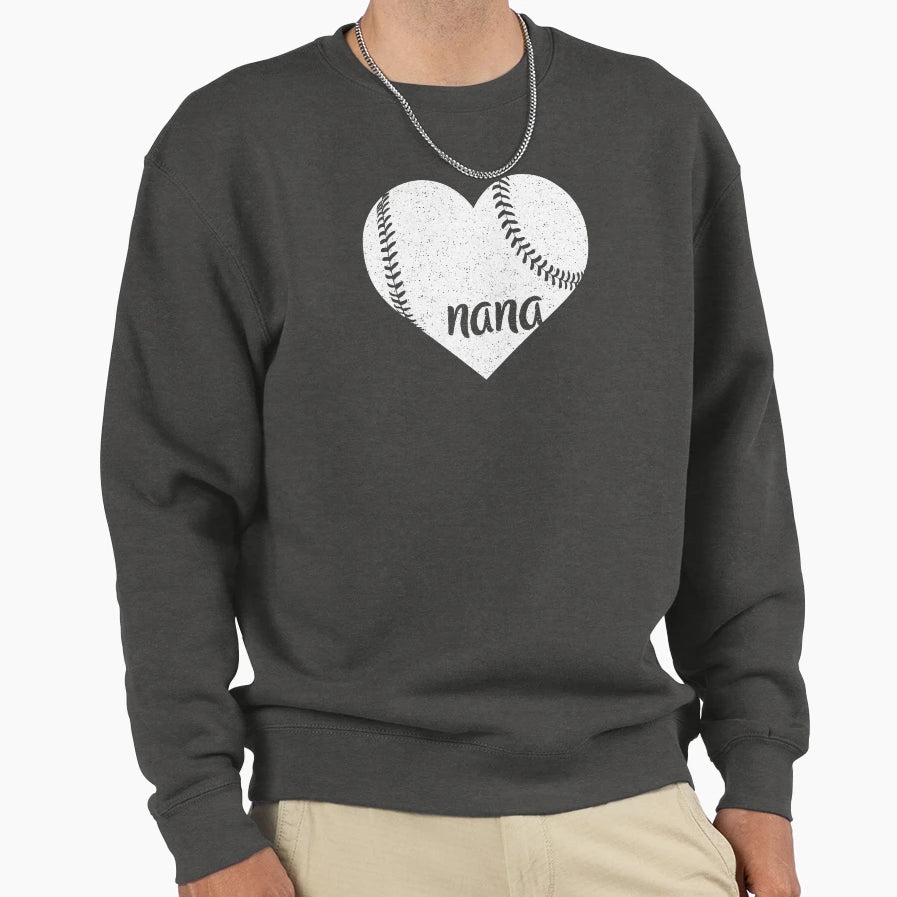 Baseball Nana Heart T-Shirt - Casual Everyday Wear for Adults - T-Shirt, Sweatshirt, Hoodie