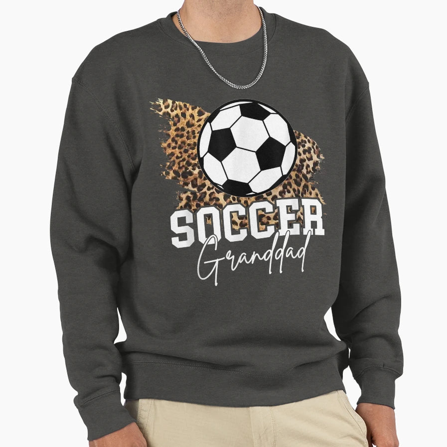 Soccer Granddad Leopard Heart T-Shirt - Casual Everyday Wear for Adults - T-Shirt, Sweatshirt, Hoodie