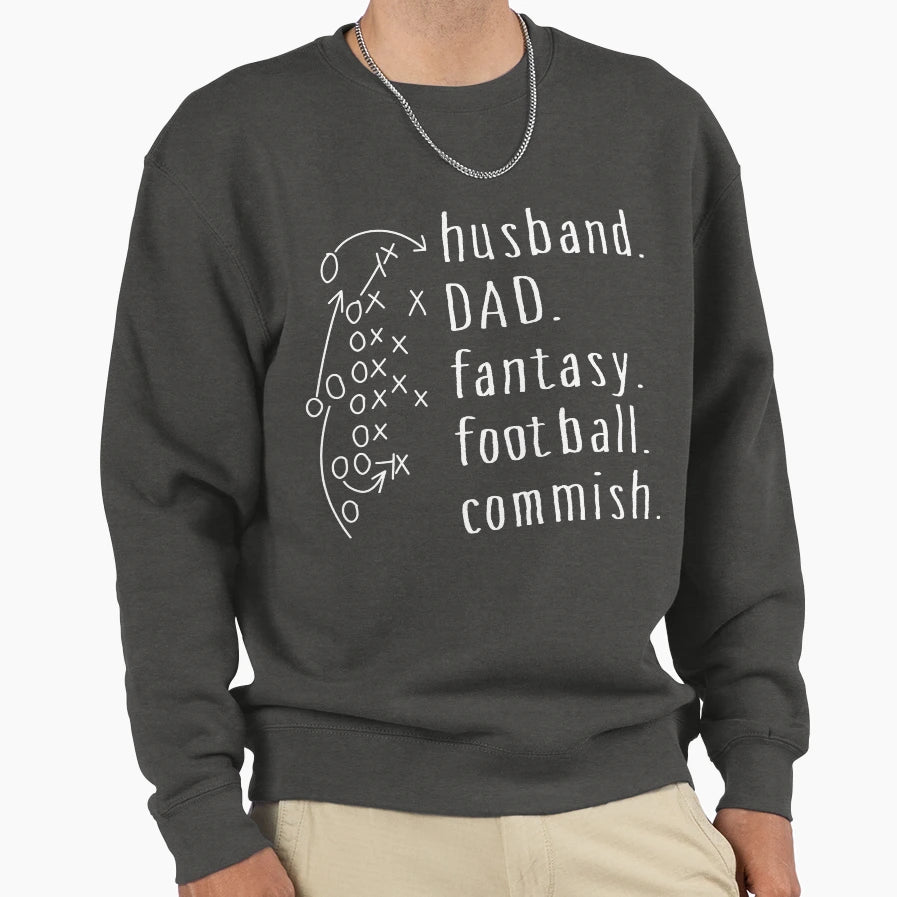 Husband Dad Fantasy Football Sweatshirt - Custom Art Print Men Women - T-Shirt, Sweatshirt, Hoodie
