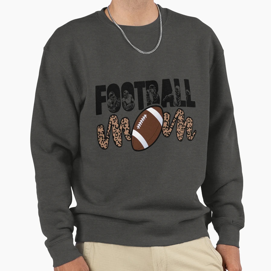 Football Mom Leopard Funny Sweatshirt - Aesthetic Graphic Men Women - T-Shirt, Sweatshirt, Hoodie