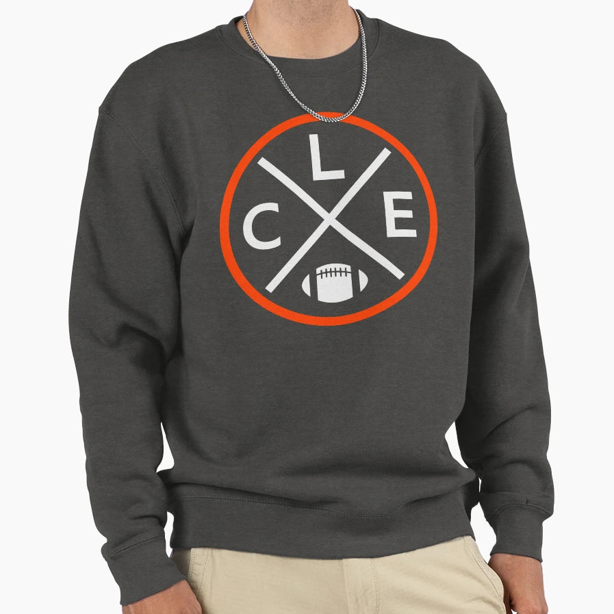 Cleveland Football Emblem Cle Sweatshirt - Fun Novelty Design Men Women - T-Shirt, Sweatshirt, Hoodie