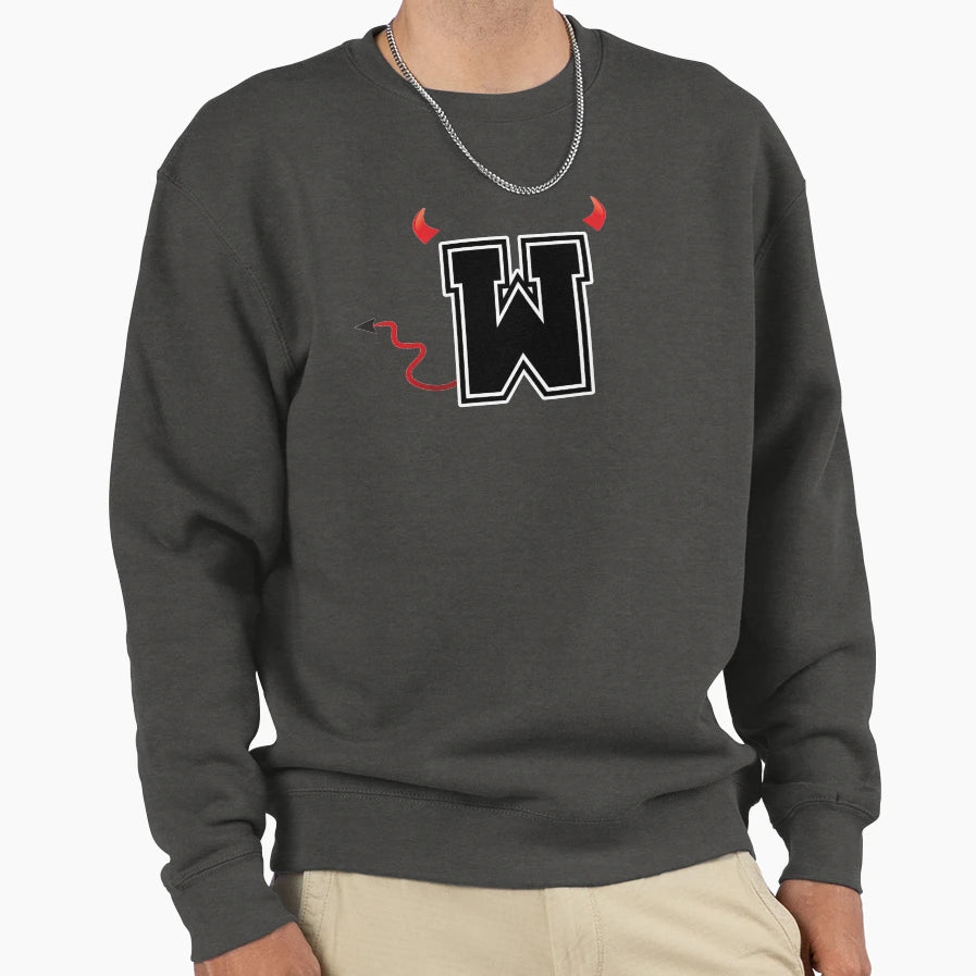 Letter W College Font Evil Naughty Sweatshirt - Graphic Print Men Women - T-Shirt, Sweatshirt, Hoodie