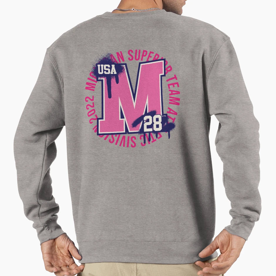 Vintange M Alphabel Sweatshirt - Casual Everyday Wear Unisex - T-Shirt, Sweatshirt, Hoodie