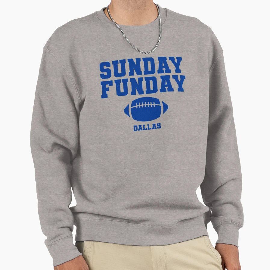 Sunday Funday Football Dallas Sweatshirt - Minimalist Print for Adults - T-Shirt, Sweatshirt, Hoodie