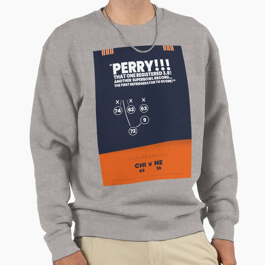 Fridge William Perry Playbook Art Sweatshirt - Graphic Print for Adults - T-Shirt, Sweatshirt, Hoodie