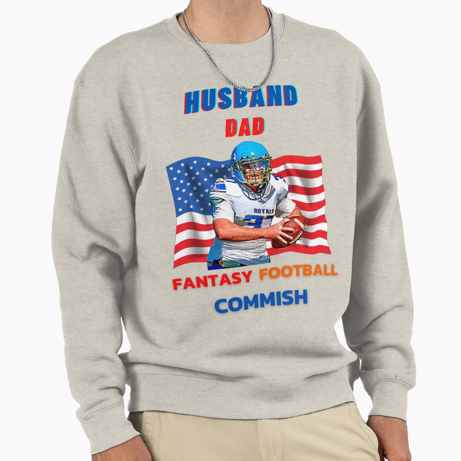 Husband Dad Fantasy Football Sweatshirt - Fun Novelty Design for Adults - T-Shirt, Sweatshirt, Hoodie
