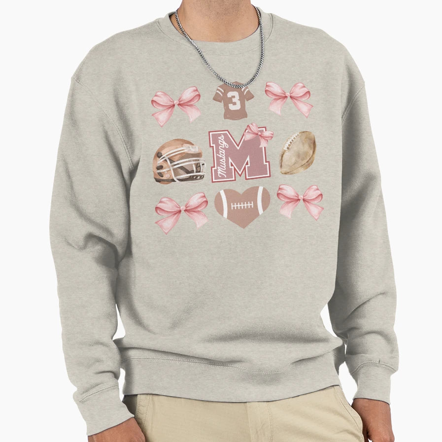 Mustang Football Cutesy Sweatshirt - Aesthetic Graphic Unisex - T-Shirt, Sweatshirt, Hoodie