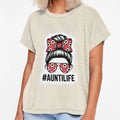 Aunt Life Soccer Messy Bun Bleached T-Shirt - Minimalist Print Unisex - T-Shirt, Sweatshirt, Hoodie